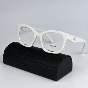 NEW Prada PRA05V 17K1O1 White Ivory Women Square Unisex Eyeglasses VPR A05